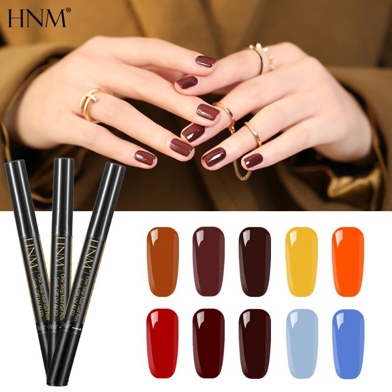 

HNM 28 Color 3 In 1 One Step UV Gel Nail Polish Pen Semi Permanent No Base Top Coat Vernis LED Lamp Lacquer Varnish Soak Off 5ml, 04