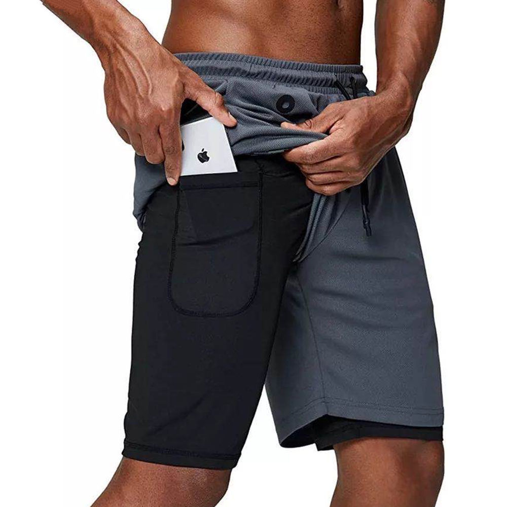 

Double deck Running Sport Shorts Men Gym Fitness Training Quick Dry Short Pants Male Jogging Workout Bermuda Basketball Shorts Y200901, Blue