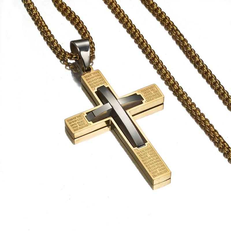 

Top Quality Stainless Steel Jesus Christ Cross Gold Necklace Pendant For Women/Men Gold Crucifix Necklace Religious Jewelry