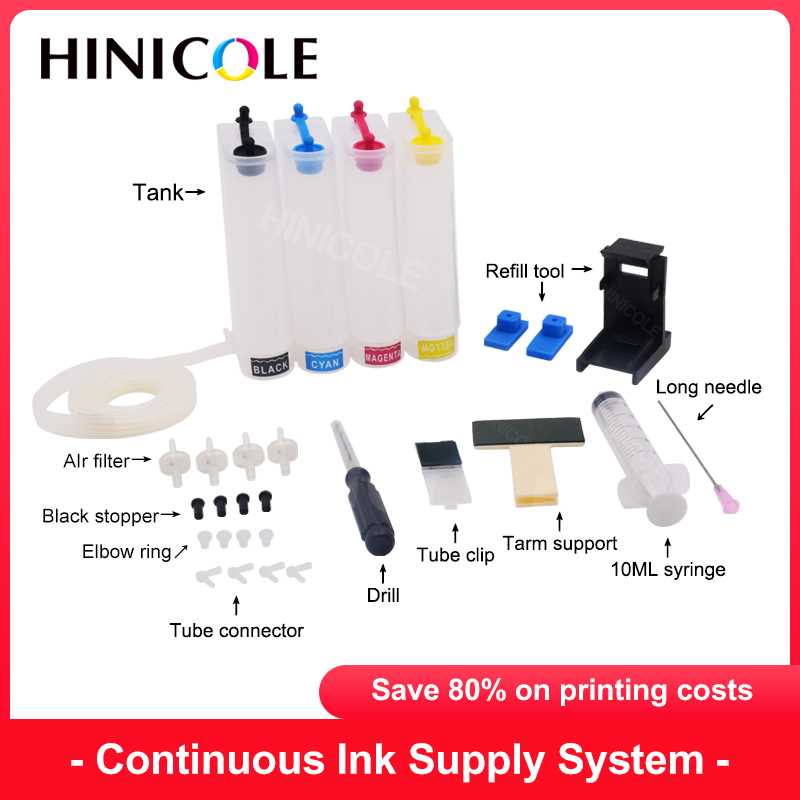

Hinicole Bulk Ciss Ink System Tank For 652 650 123 122 121 302 304 301 300 140 141 21 22 XL Printer Cartridge Diy kit Refill