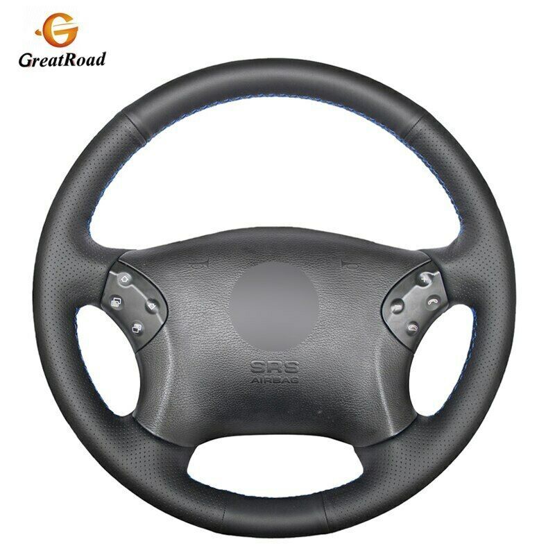 

DIY Black genuine leather customized Car Steering Wheel Cover for Mercedes Benz W203 C-Class 2001-2007 car accessories
