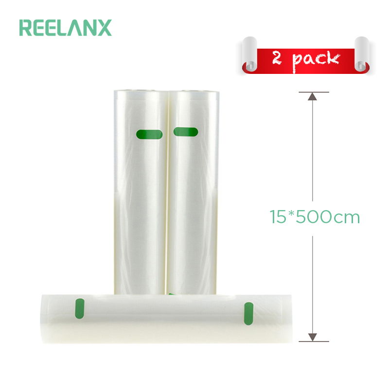 

REELANX Vacuum Bags for Vacuum Packer 2 Rolls / 1 Slot 15*500cm Storage Bag for Sealer Fresh Packing Packaging