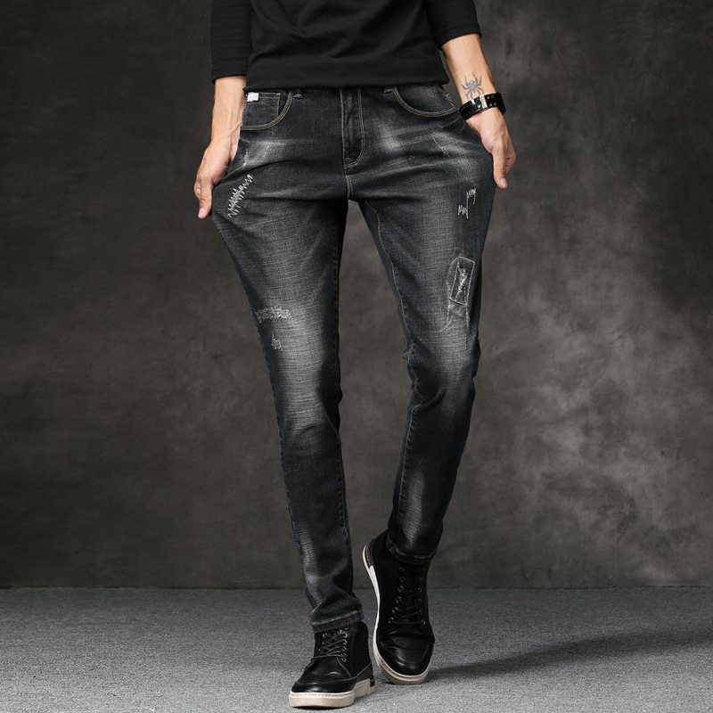 

New Fashion Mens Jeans Men 6 Colors Stretch Denim Jeans For Men Slim Wash White Jean Pants Trousers Man Plus Size -38, A8804