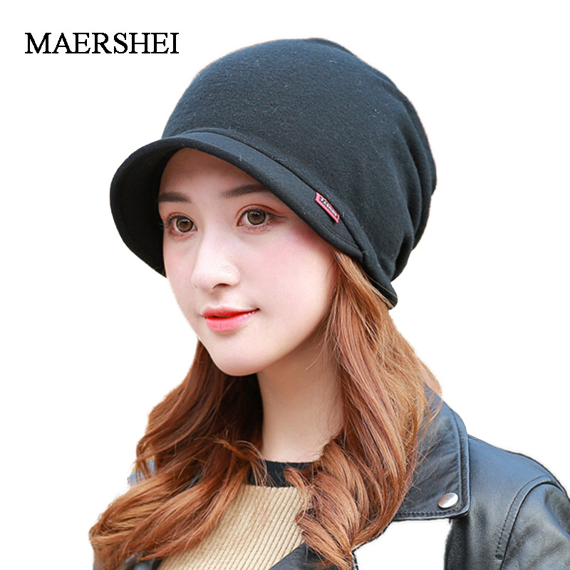 

High quality ladies knit hat scarf dual-use solid color Beanies girl casual warm street hip hop hat hot sale, Black