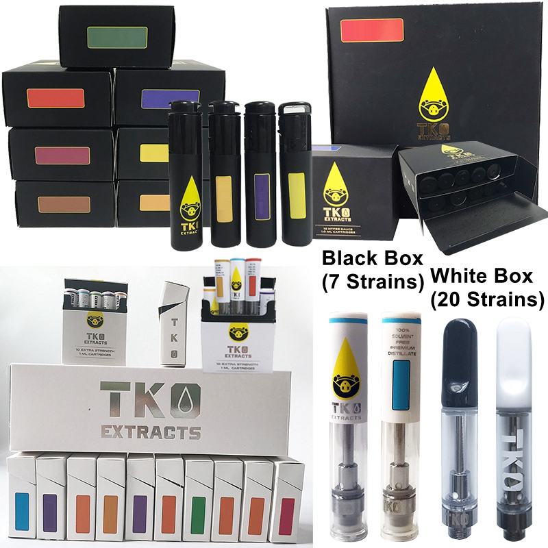 

TKO Sauce Vape Cartridges Packaging Empty Extracts Atomizers Vapes Pen Cartridge 0.8ml 1ml Ceramic Coil Oil Carts Wax Vaporizer 510 Thread Battery