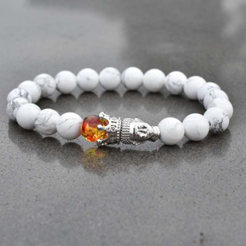 

3UM New Pattern Natural white pine crown Buddha head Bracelet 8mm