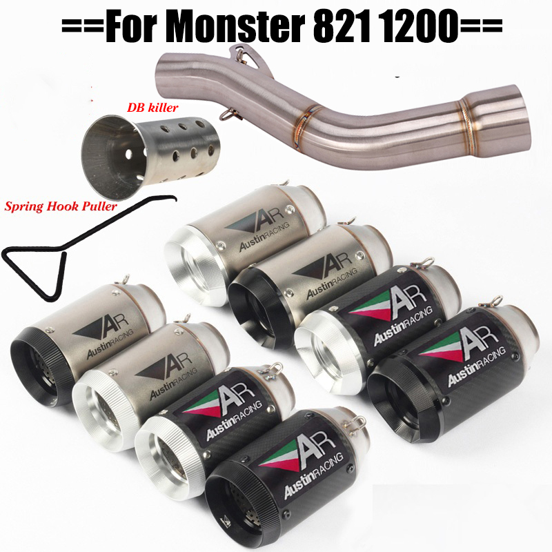 

2020-2020 for 821 800 Motorcycle Exhaust Pipe 49mm Middle Pipe Slip On 51mm Muffler with DB Killer Escape