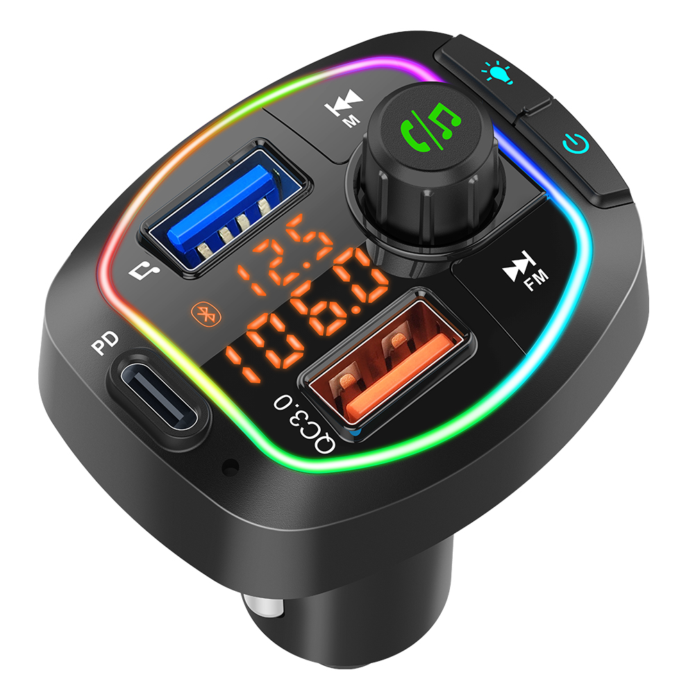 

Car Auto Electronics Bluetooth 5.0 FM Transmitter Wireless Handsfree Audio Receiver MP3 Player 2.1A Dual USB Fast Charger Interior Multifuction Modulator DC12-24V