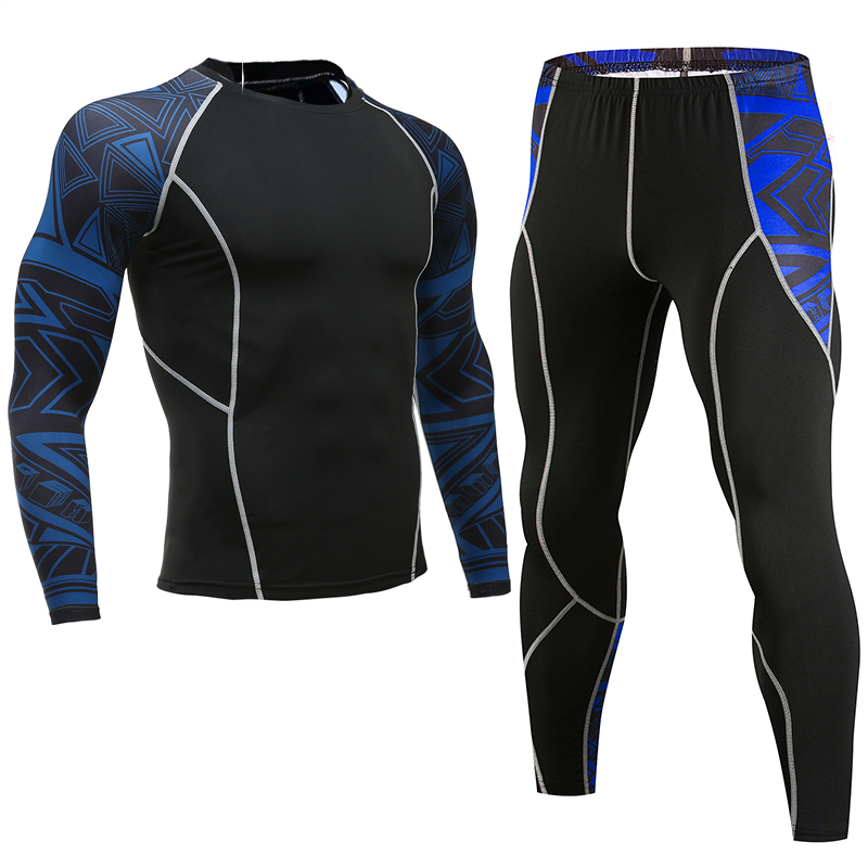 

Men' tracksuit compression long-sleeved suit 3D printing T-shirt joggers base layer leggings fitness clothing tracksuit