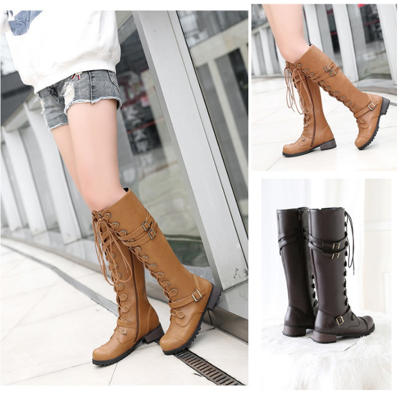 

CHIMIZHAI Winter Boots Women Shoes Motorcycle Boots Warm Shoes Sexy Lace Woman Knee High Autumn Dress MY364, Black