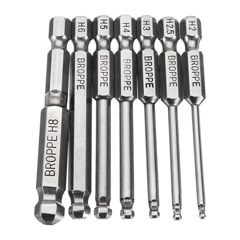 

BROPPE 7Pcs S2 netic Ball Screwdriver Bit 1/4inch Inch Hex Shank