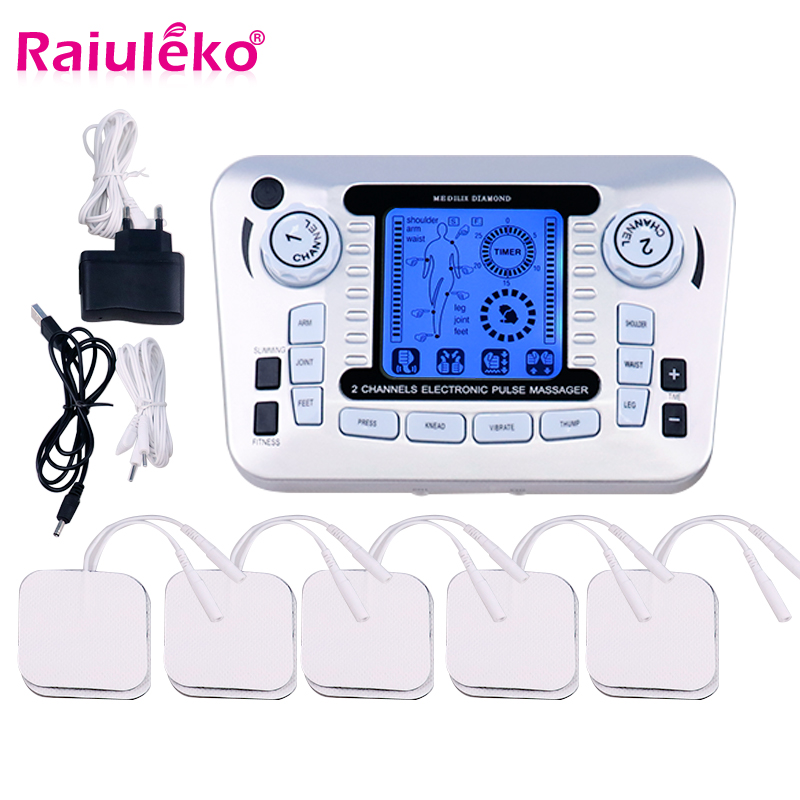 

Electrical Muscle Stimulator Therapy Massager Pulse Tens Acupuncture Body Massager Relax Big Screen Digital Display 10 Pads
