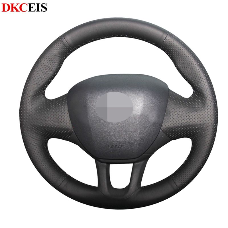 

DIY Hand-stitched Black Soft PU Artificial Leather Car Steering Wheel Cover for 2008 2013-2020 208 2011-2020