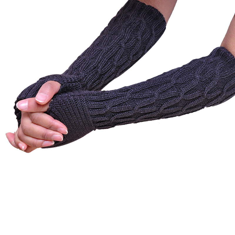 

Newly Design Women Winter Warm Long Elbow Gloves Knitted Fingerless Acrylic Knitting Mittens