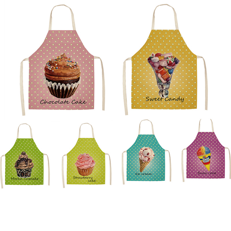

Kitchen Apron Pastry Chocolate Cake Pattern Sleeveless Cotton Linen Aprons for Parent-child Kids Men Women Home Cleaning Tools