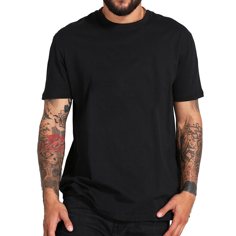 

Men T shirt 100% Cotton Short Sleeve Tops Black White O-neck Shirt EU Size Male Casual Tops