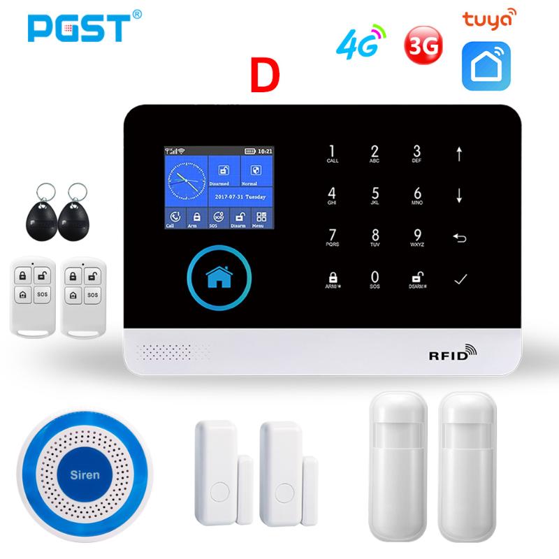 

PGST PG103 4G 3G GSM Alarm System for Home Security Alarm with Solar Wireless Siren Smart Home Kit Tuya Smart Life APP Control