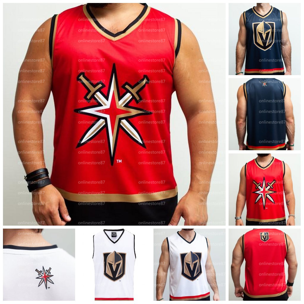 

Las Vegas Golden Knights Hockey Tank Black Blue White customize any number and name JERSEY