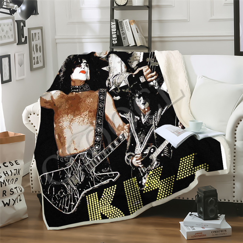 

CLOOCL New Factory Wholesale Newest KISS Band Anime Blanket 3D Print Popular Double Layer Casual Sofa Youth Bedding Throw Fashion Blankets