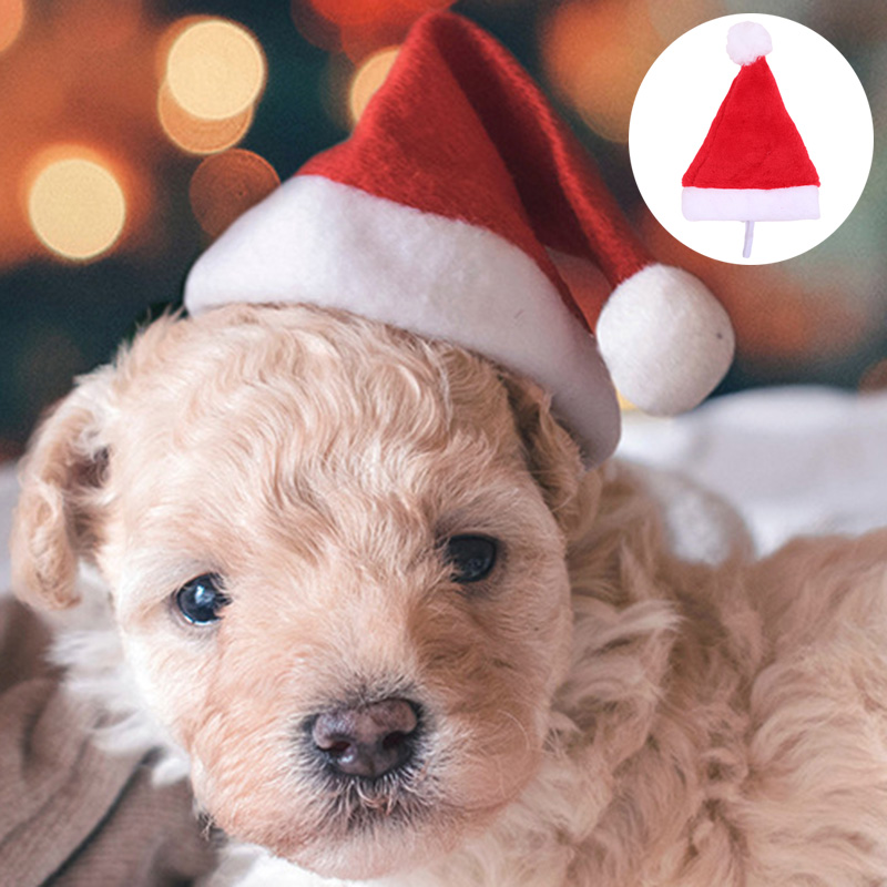 

1pc Mini Red Christmas Hat Pet Cat Dog Santa Hat Xmas Winter Warm Plush Cap For New Year 2021 Christmas Party Deocr Navidad Gift