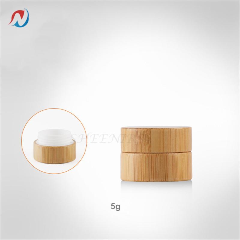 

Free Shipping 12pcs 5ml Bamboo Empty Refillable Body Cosmetic Face Cream Jar Storage Bottle Container Bottle