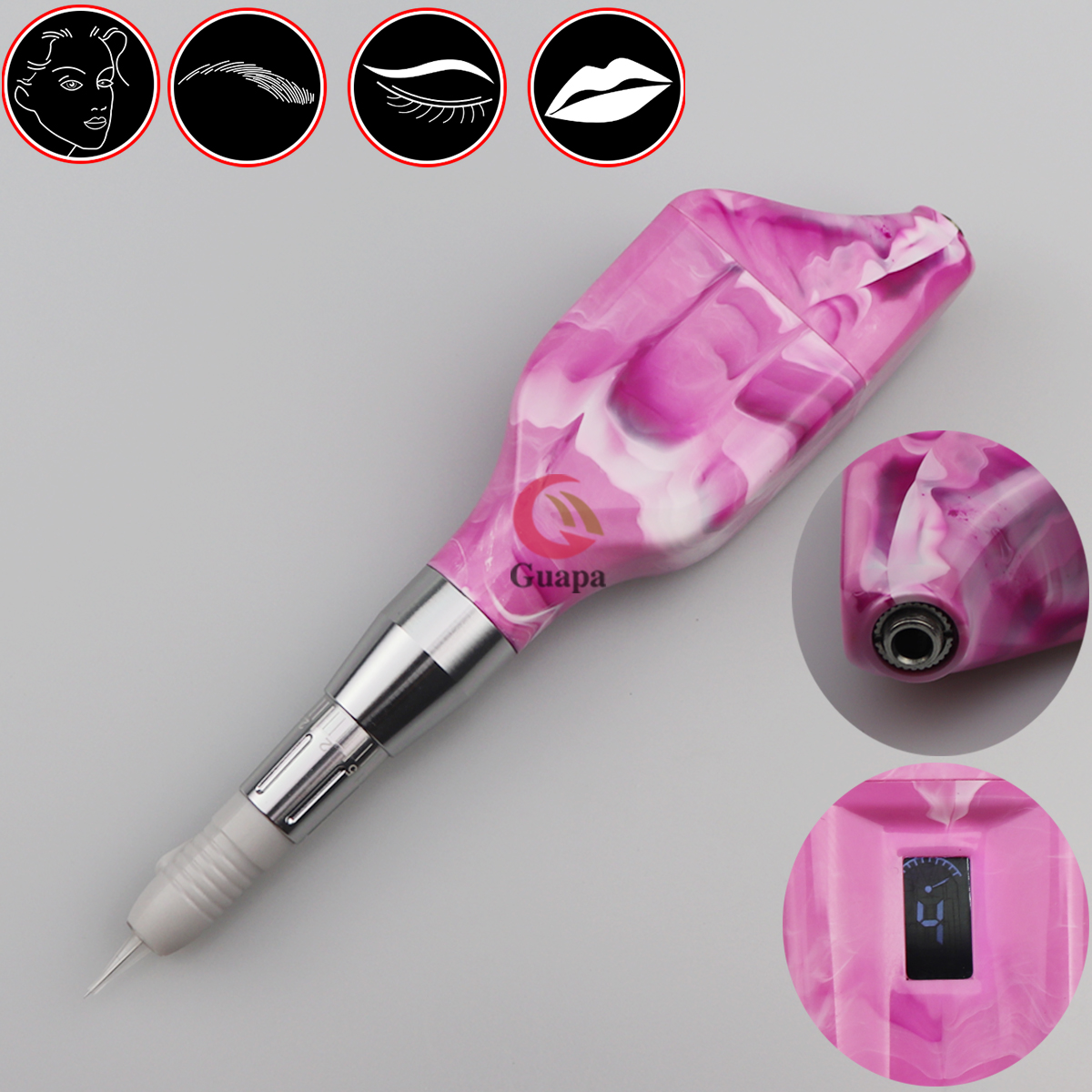 Marble Wireless Microblading Machine Pen Eyebrow Permanent Makeup Tattoo Gun with LED Display Speed for Ombre Powder Brows-image-590593638