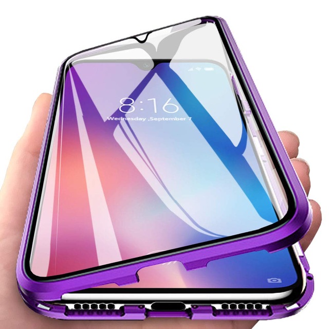 

Magnetic Metal Bumper Case For OPPO A91 A31 A5 A7 A8 A11X F9 K5 F11 Pro Cover Double-Sided Glass Funda For OPPO A5 A9 2020 Case, Purple