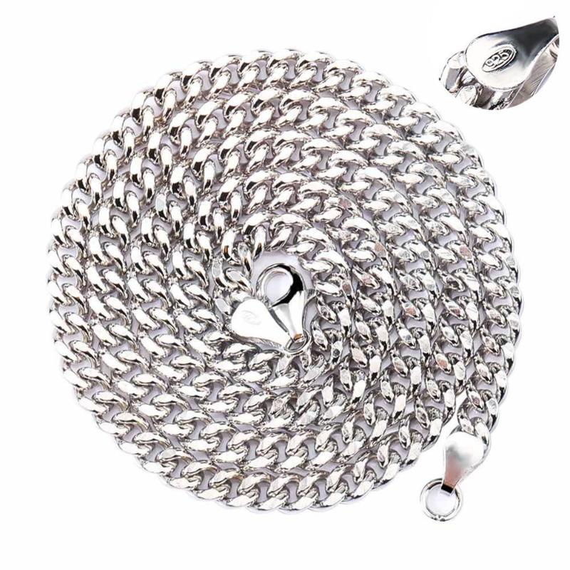 

S925 Sterling Silver Round Cuban Chain Necklace for Men Women Rapper jewelry Accessories 4mm wide 18inch 22inch