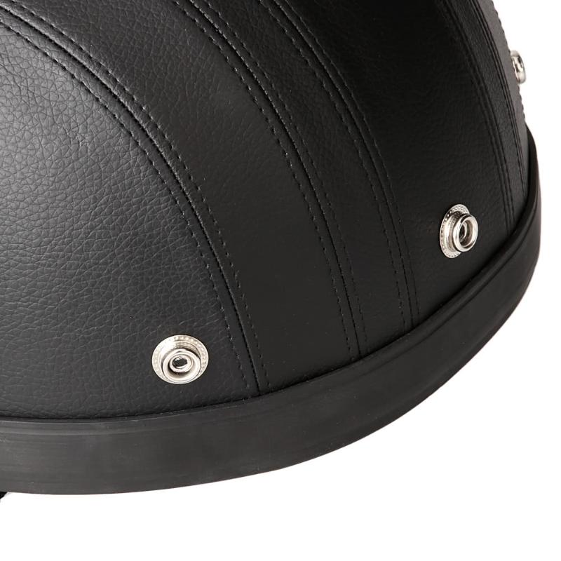 

Motorcycle Scooter Open Face Half Leather Helmet with Visor UV Goggles Retro Vintage Style 54-60cm, Black