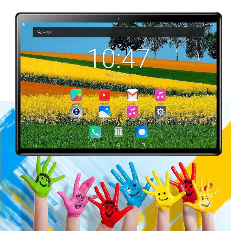 

10 inch Tablet PC MT6753 Octa Core 2GB RAM 32GB ROM 1920*1200 IPS GPS Bluetooth WiFi Dual Sim 4G Tablets Android 10.1+Gifts, Black