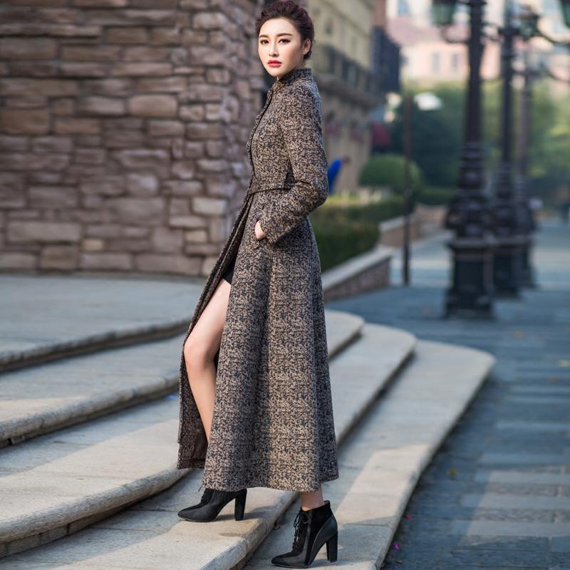 

Women 2020 Autumn Winter Thicken Warm Woolen Coat Female Casual Slim Was Thin Long Wool Overcoats With Sashes Plus Size 5XL R04, Red