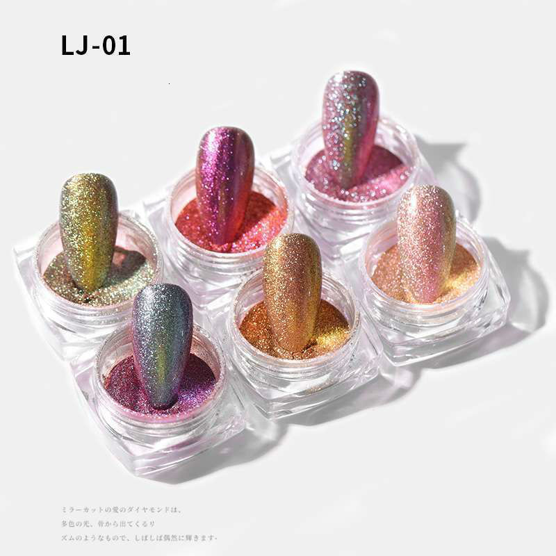 

6pc/Set Nail Glitter Powder Iridescent Flakes Sequins Nail Art Chrome Pigment Paillette Sparkly Manicure Decorations Kit