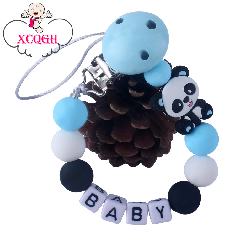 

XCQGH Pacifier Clip Baby Silicone Beads Molar Mini Panda Teether Pacifier Chain Clip