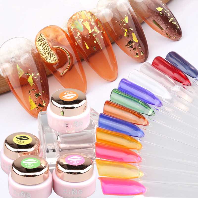 

NEW Coloured Glaze Amber UV Gel Nail Polish Glass Gelpolish Ice Penetration Gradual Change Transparent Halo Nails Art Manicure, 05bluethrough7ml