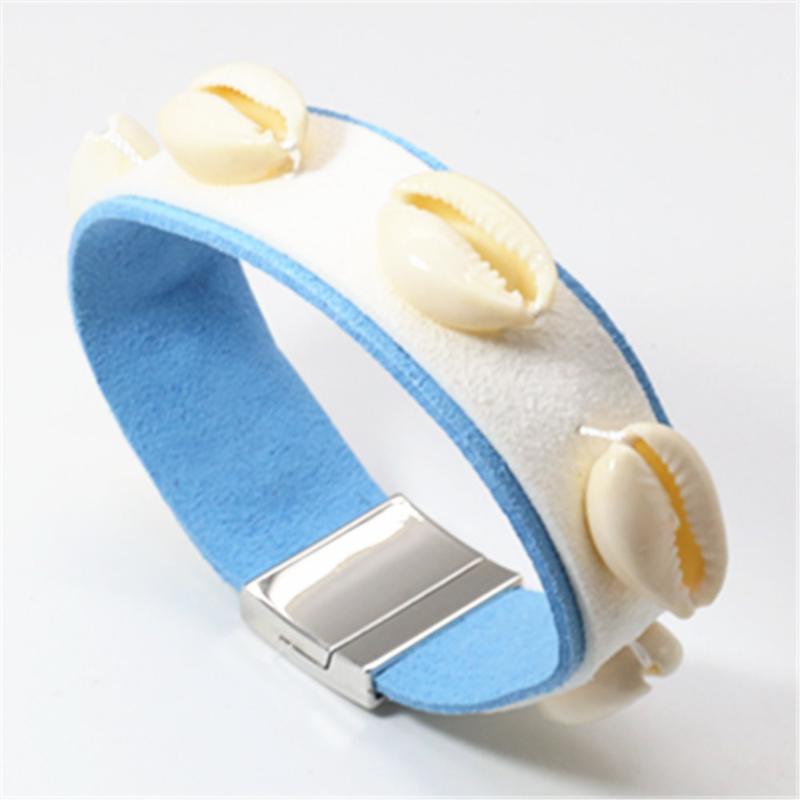 

Summer Beach Jewelry Blue Gray Red Shell Bracelets for Women Leather Women Bracelets Girl Bangle Female Summer Beach Jewelry