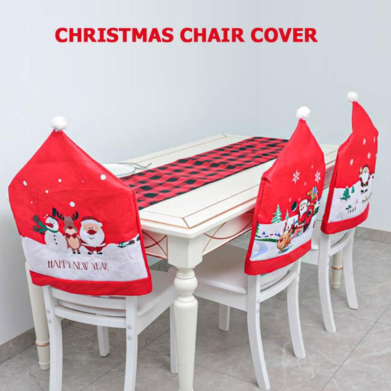 

Dining Room Christmas Chair Cover Washable Stool Case Removable Festival Decor Elastic Slipcovers Chair Covers