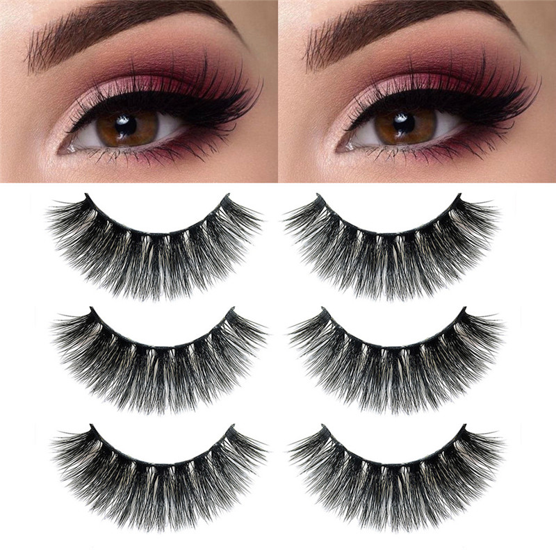 

3 Pairs 3D Soft Mink Hair False Eyelashes Thick Long Fluffy Wispies Eyelashes Extension Eye Makeup Tools Natural Handmade Lashes