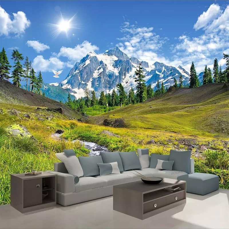 

Snow Mountain Plateau Natural Scenery 3D Photo Wallpaper Custom Mural Wall Paper Living Room Sofa Bedroom TV Backdrop Home Decor, Silk cloth