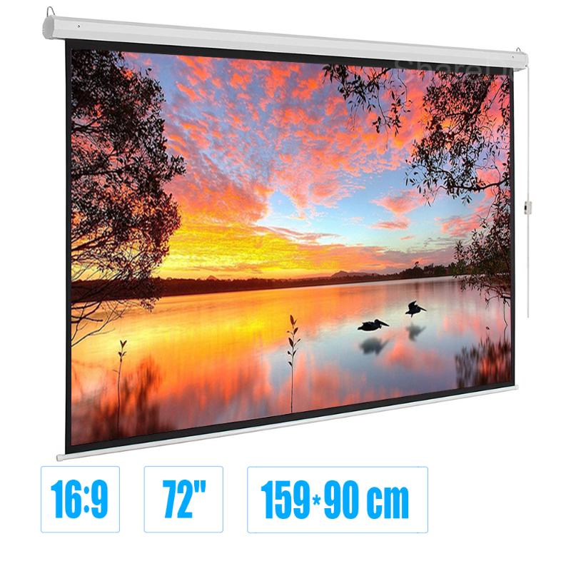 

Projector Screen 72 inch 16:9 Wall Mounted Electric Motorized Pull Down HD Projector Screen For Home Office Theater TV Usage
