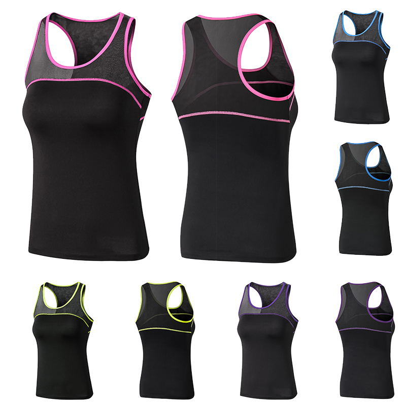 

Home Sport Clothes Women Yoga Tops Sexy Gym Sportswear Vest Fitness Tight Mesh Splice Sleeveless Running shirt, Purple