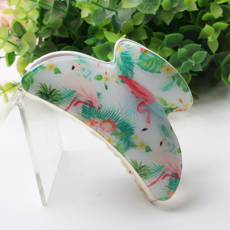 

9cm Flamingo large Hair Claw Acrylic Hair Clip Plastic Crab Hairpin For Women Accessories Ornaments