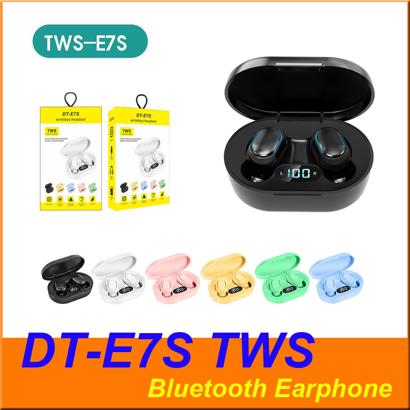 

Bluetooth Earphone TWS E7S DT-E7S Headphones Wireless Earbuds Life Waterproof Headset with Led Display Button Control for all Smartphone, Mixed color