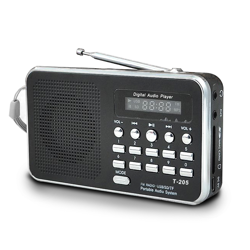 

Portable Mini Am Fm Radio Stereo Speaker Support Sd/Tf Card With Usb(Black