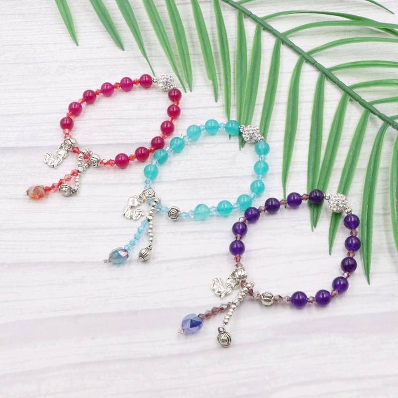 

Beaded Bracelet 8mm Natural Stone Jades Beads Gorgeous 6 Colors Crystal Healing Bracelet Bangles for Women Jewelry Gifts B368