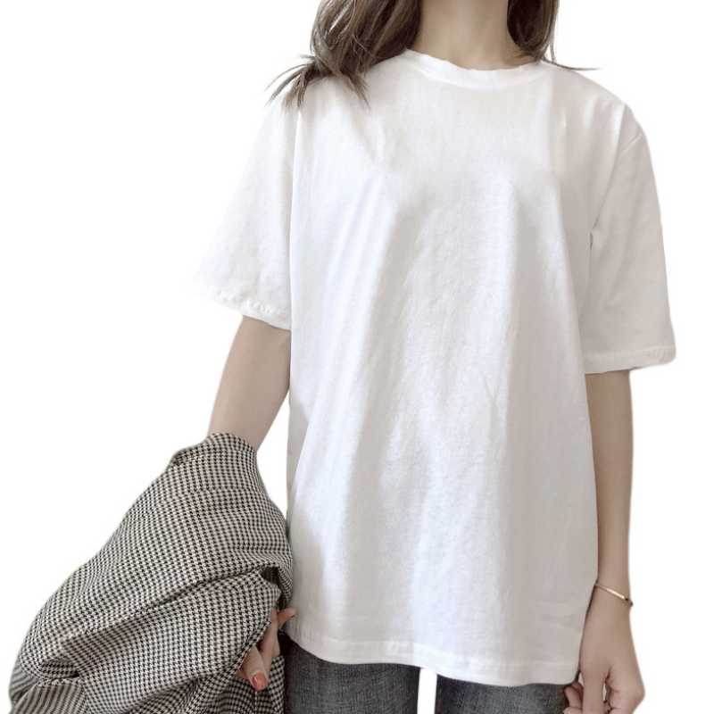 

1 Men's and women's round neck Casual T-shirt Tops Tee Summer Female T shirt Short Sleeve Solid Color T Shirt, As pic