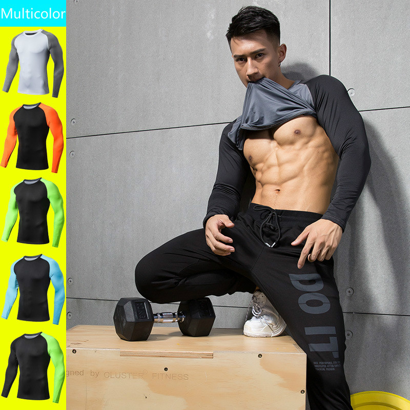 

Pro Men' New Tight Sports Long Sleeve Sportswear Breathable Fitness Training Running T-Shirts Compression Fast Drying Clothes, Jxc05