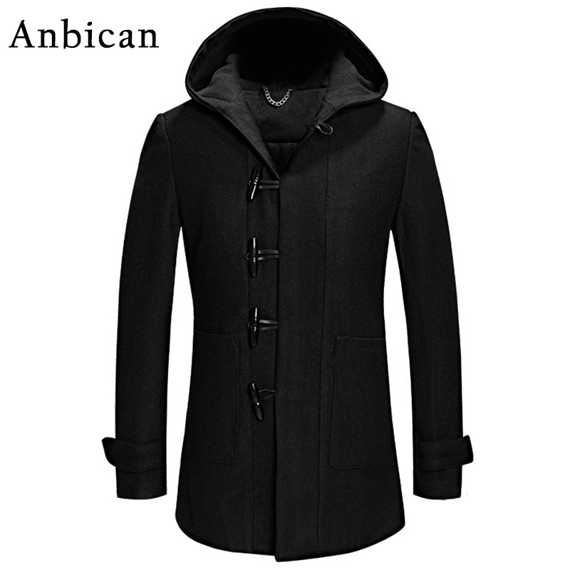 

Anbican Fashion Black and Blue Hooded Wool Coat Men 2020 Brand New Single Breasted Mens Winter Long Trench Coat Plus Size -XXXL, Blue wool coat