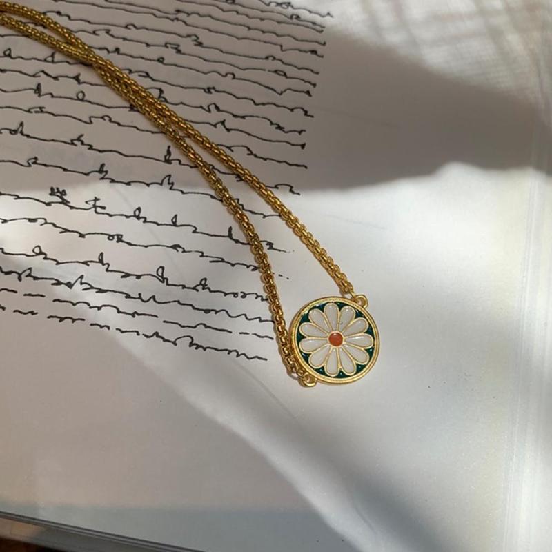 

Summer Simple Lovely Exquisite Bracelet For Women Lucky Marguerite Round Pendant Chain Bracelet Collar Necklace Jewelry Gift