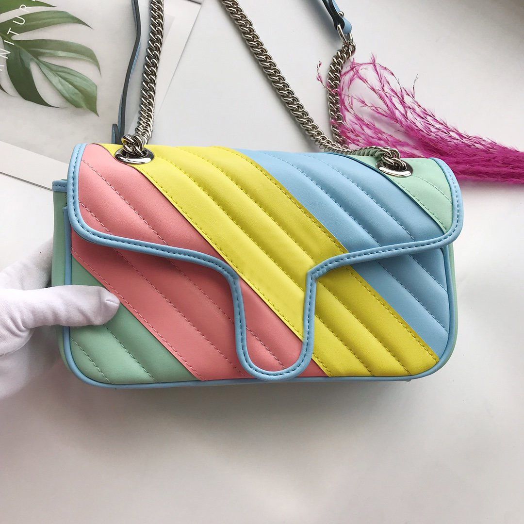 

Women Designer Shoulder Bags Colorblock Bag small Chain Flap Cross body Handbags High Quality Genuine Leather Quilted Handbag Freeshipping, Split