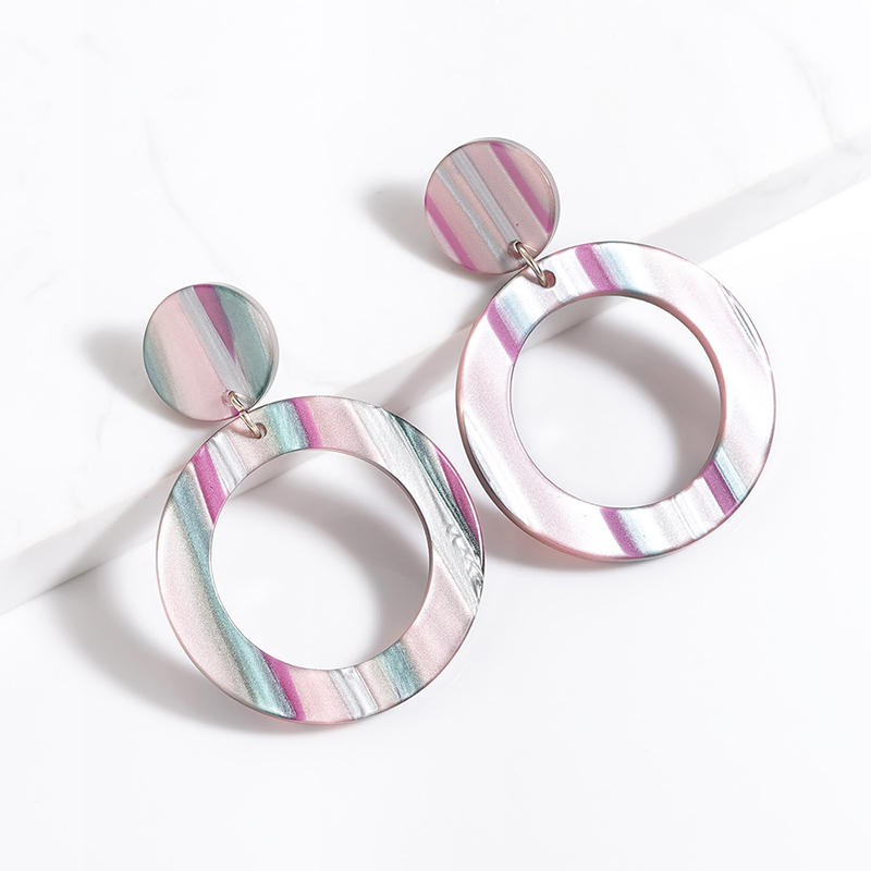 

New Fashion Colorful Striped Print Acetate Board Acrylic Earrings For Elegant Design Jewelry Accessories pendientes Gift brincos